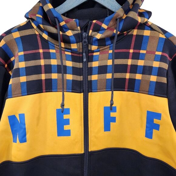 Neff Flint Shredder Hoodie Men's Size Large Black / Yellow / Blue‎ - Picture 2 of 16